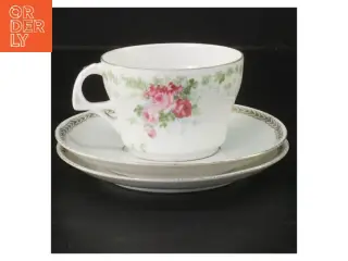 Antik Porcelænskop med underkopper (str. Ø 13 og 8 cm)
