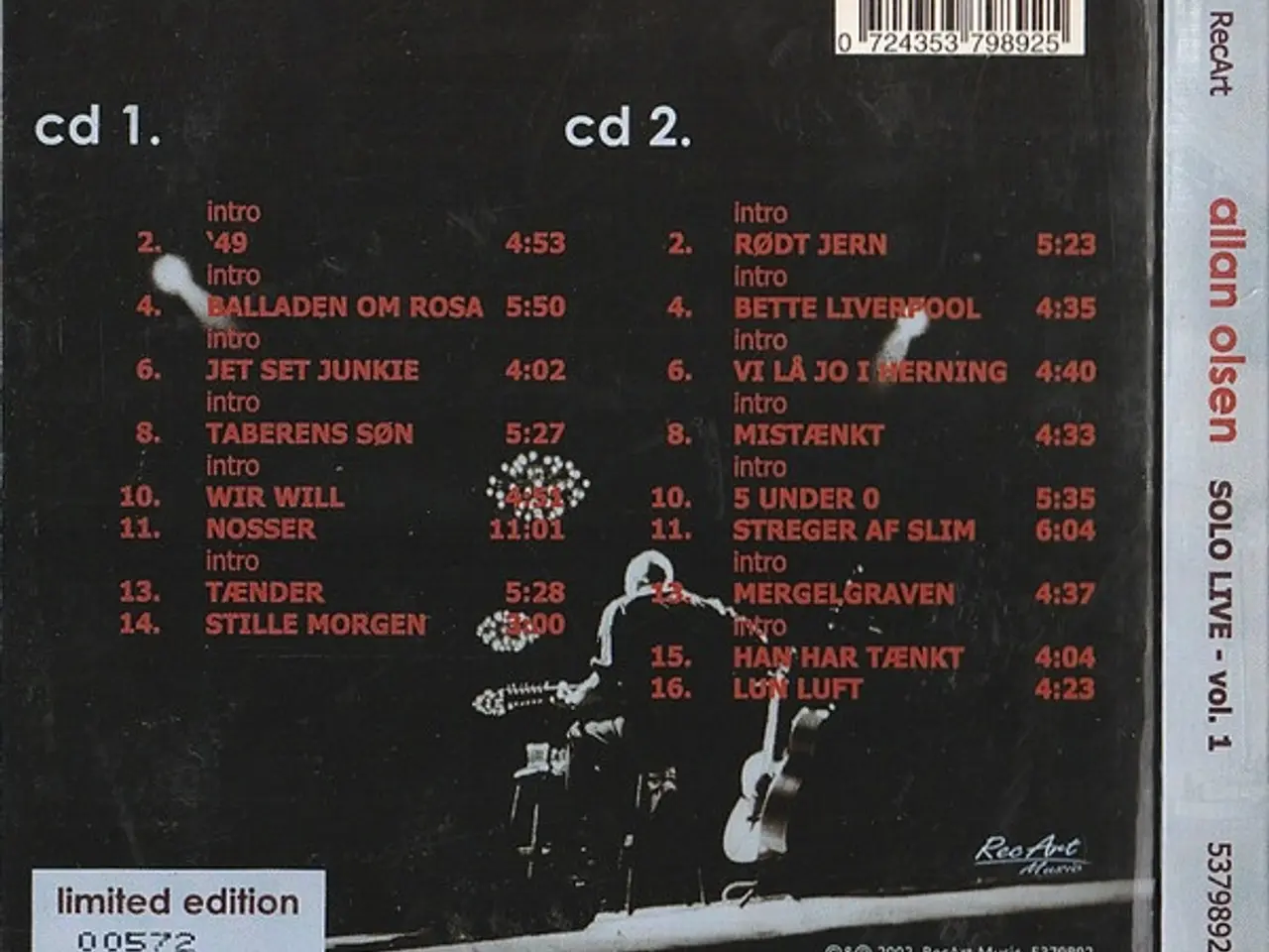 Billede 2 - Allan Olsen – Solo Live - Vol. 1 – 2CD