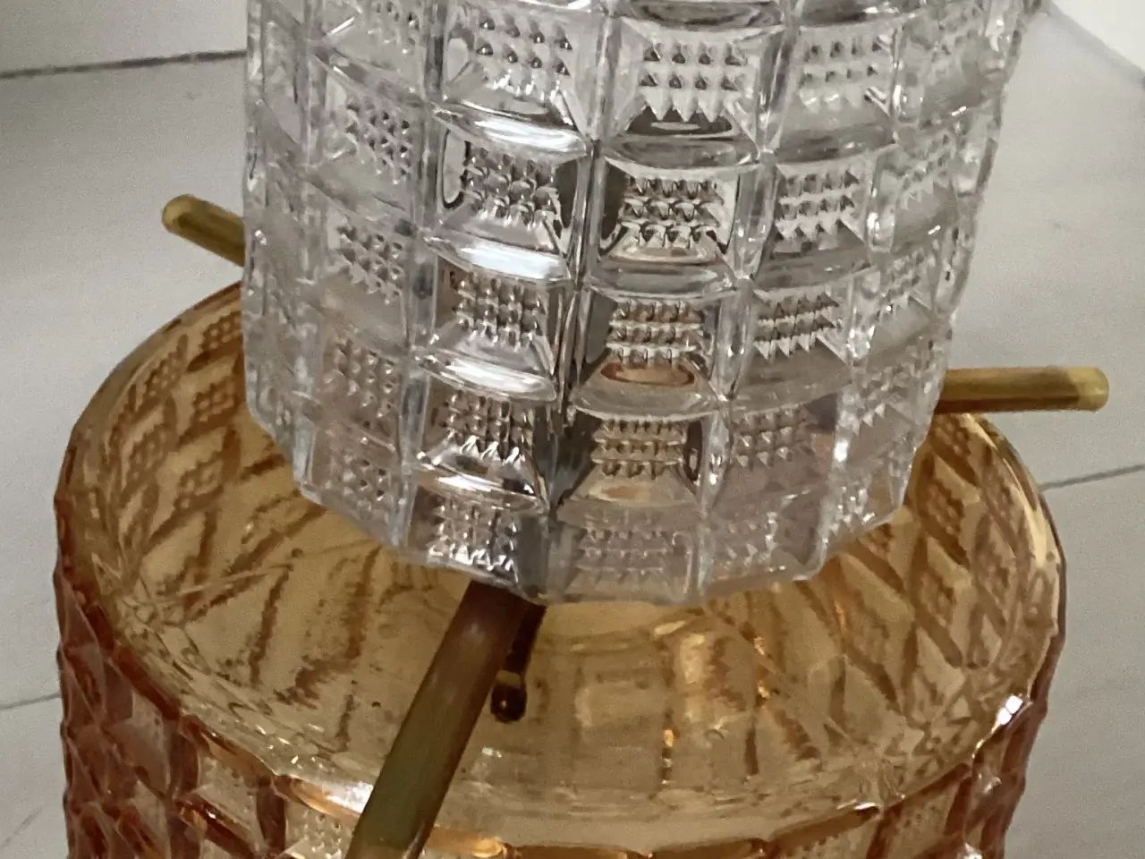 Billede 6 - Ældre “retro” loftslampe med vaffelglas