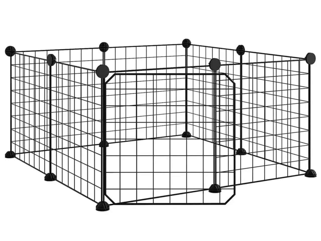 Billede 4 - Kæledyrsbur med 8 paneler og dør - sort stål 35 × 35 cm