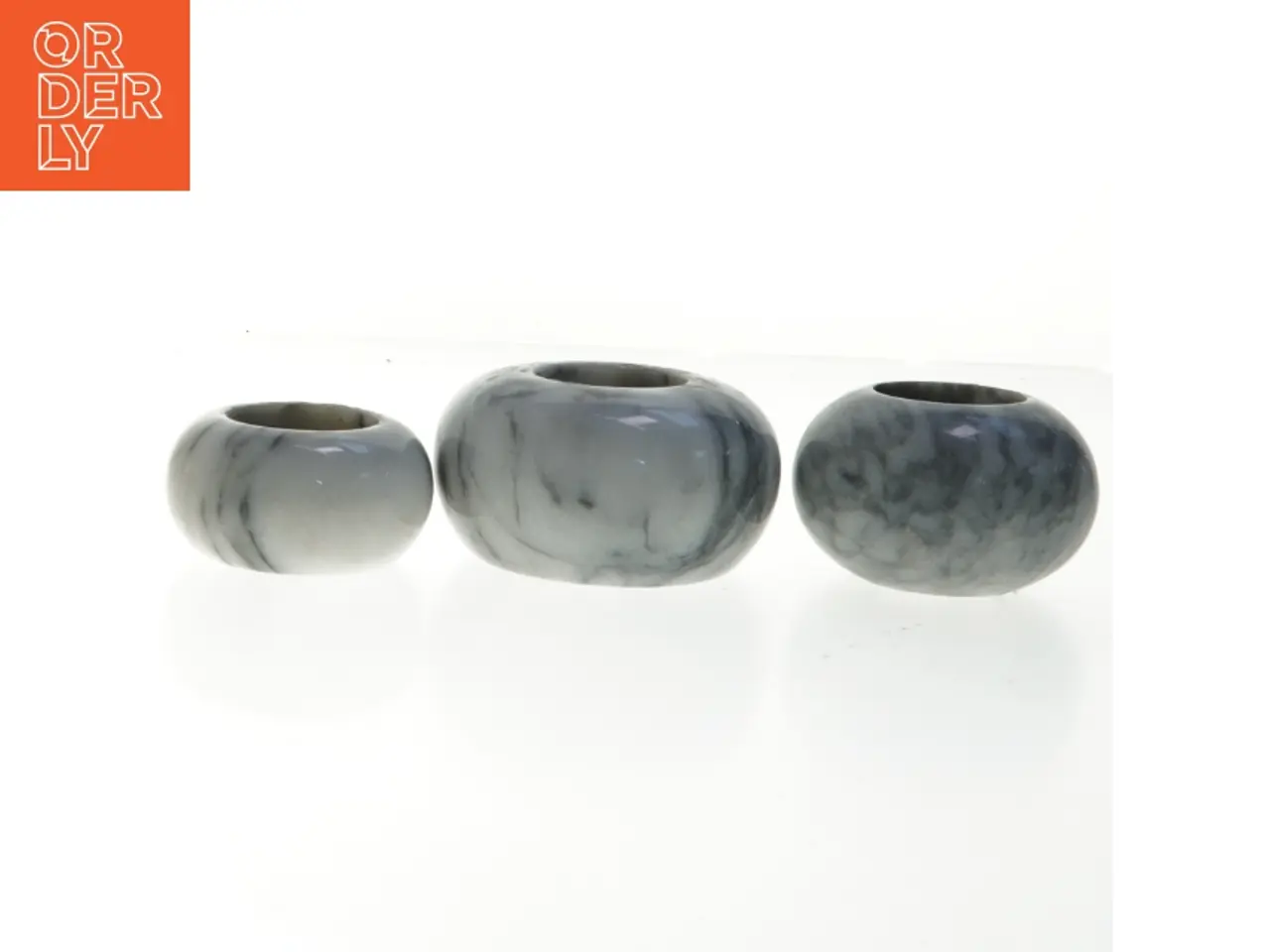 Billede 1 - Sten lysestager (str. Ø. 9,5 cm. 8,5 cm. og. 7,5 cm)