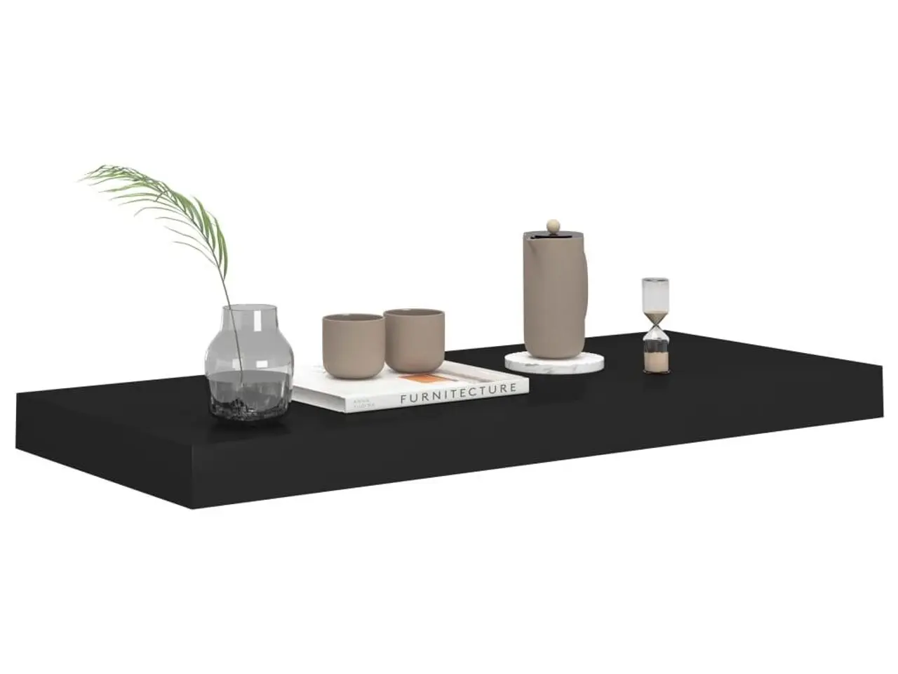 Billede 3 - Væghylder 2 stk. - 60 × 23,5 × 3,8 cm - MDF - sort