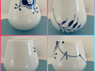Blå Mega Riflet vase, 12 cm 