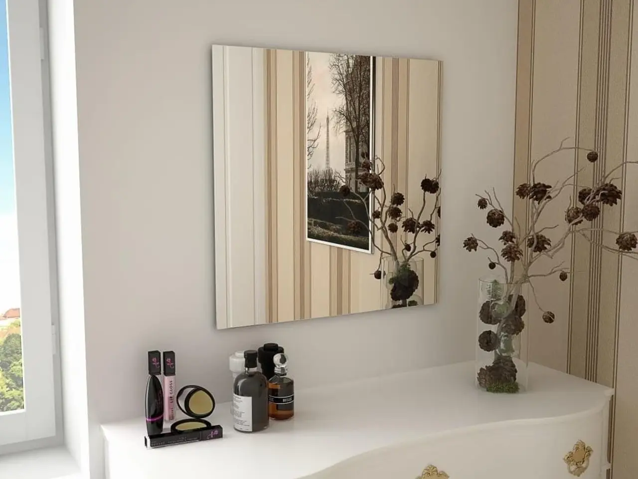Billede 1 - Vægspejl 60 × 60 cm - firkantet spejl i glas