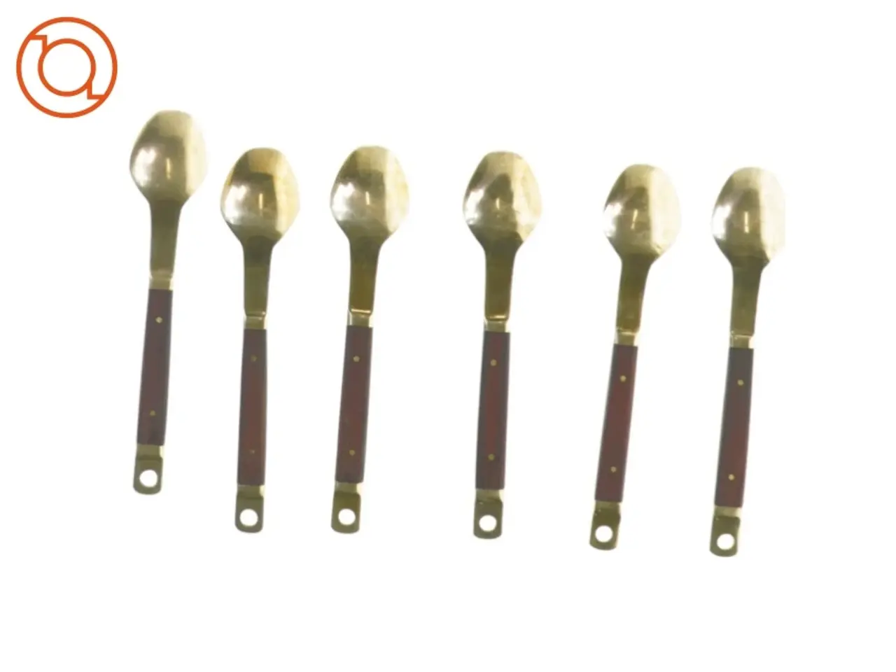 Billede 3 - 6 stk. Retro Teskeer Messing & Palisander Fi3126 (str. 15 x 3 cm)