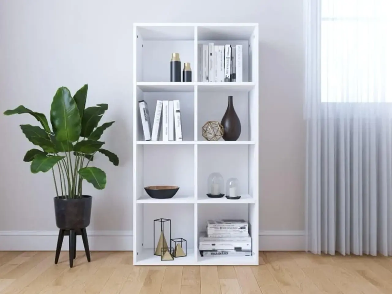 Billede 1 - Bogreol i konstrueret træ 66 x 30 x 130 cm - hvid