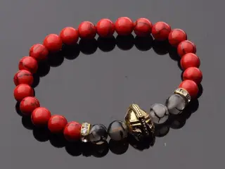 Armbånd med røde-sorte Lava sten, cham Spartaner