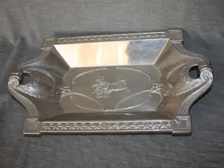 Art nueveau metal skål / fad 36,5 cm x 21 cm brugt