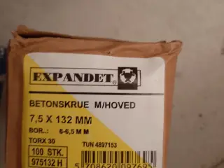 Betonskruer 7,5×132mm med hoved