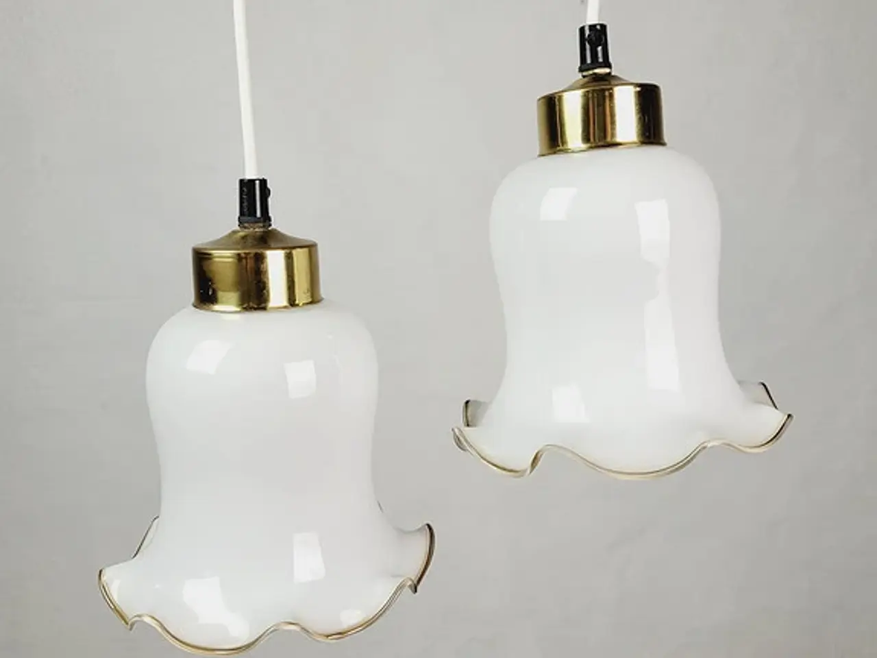 Billede 3 - ⭐️- 2 stk Vintage loftlampe i Messing og Glas