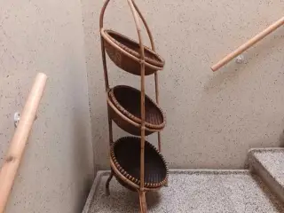 Bambus og Rattan Frugtkurv med 3 Niveauer