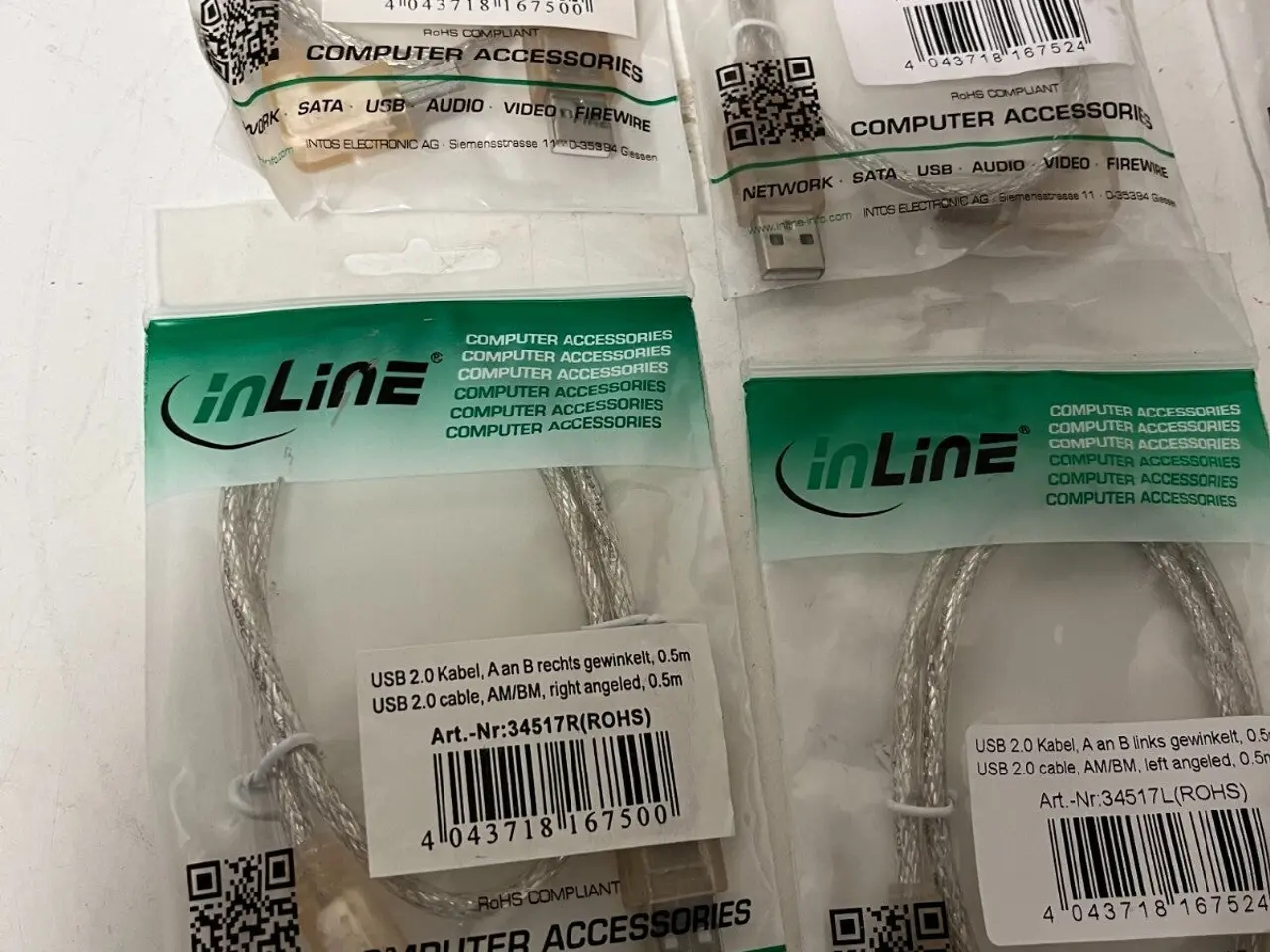 Billede 6 - parti of 7x InLine USB 2.0 AM to BM Angled kabel
