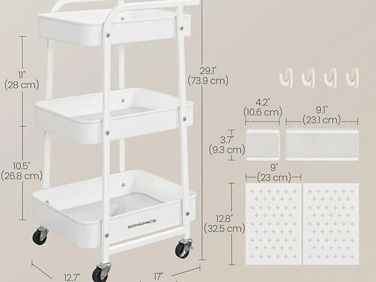 Billede 5 - Opbevaringsvogn med 3 hylder - Cloud White