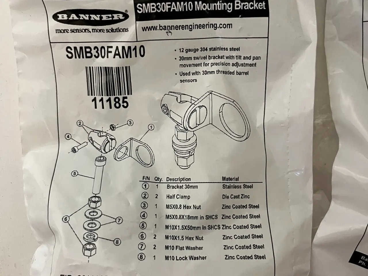 Billede 3 - Banner Engineering SMB30FAM10 Sensor Mounting - of