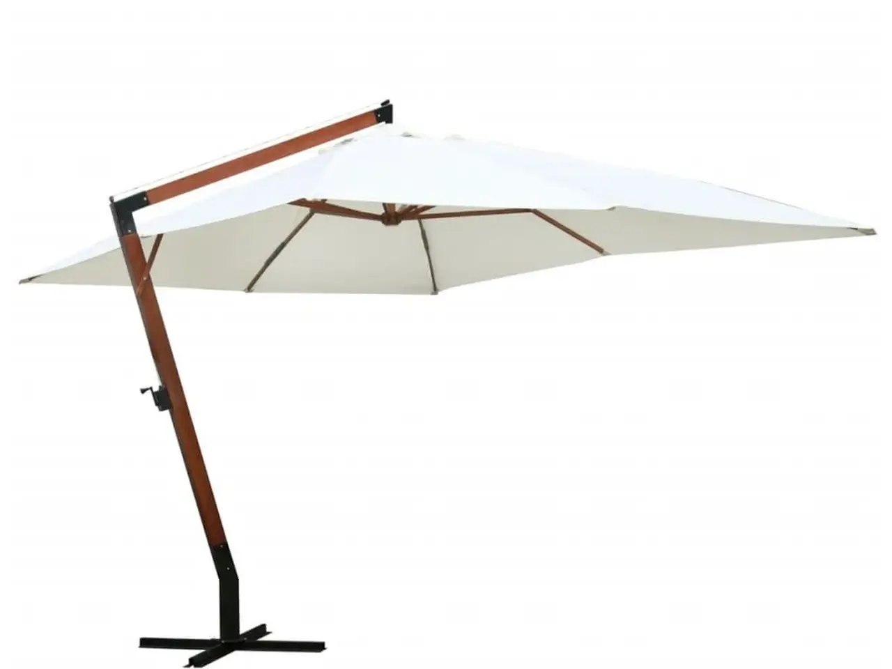 Billede 1 - Hængeparasol 300 × 400 cm - hvid polyester med træstativ