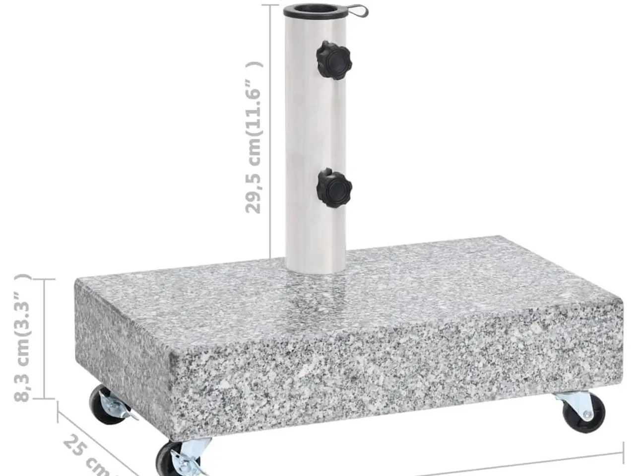 Billede 7 - Parasolfod i granit med hjul 45 × 25 × 8,3 cm - lysegrå