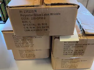 Havehandske I str. L PLOYESTER GLOVE LATEX WRINKLE 250 stk. Ca.