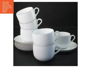 Hvide kaffekopper med underkopper fra Atelier (str. 6 stk Ø 8 & 14 cm)