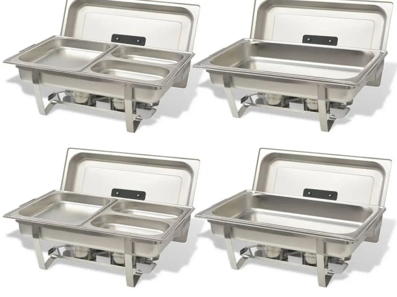 Billede 3 - Fyrfadesæt i rustfrit stål - 4 komplette chafing dishes