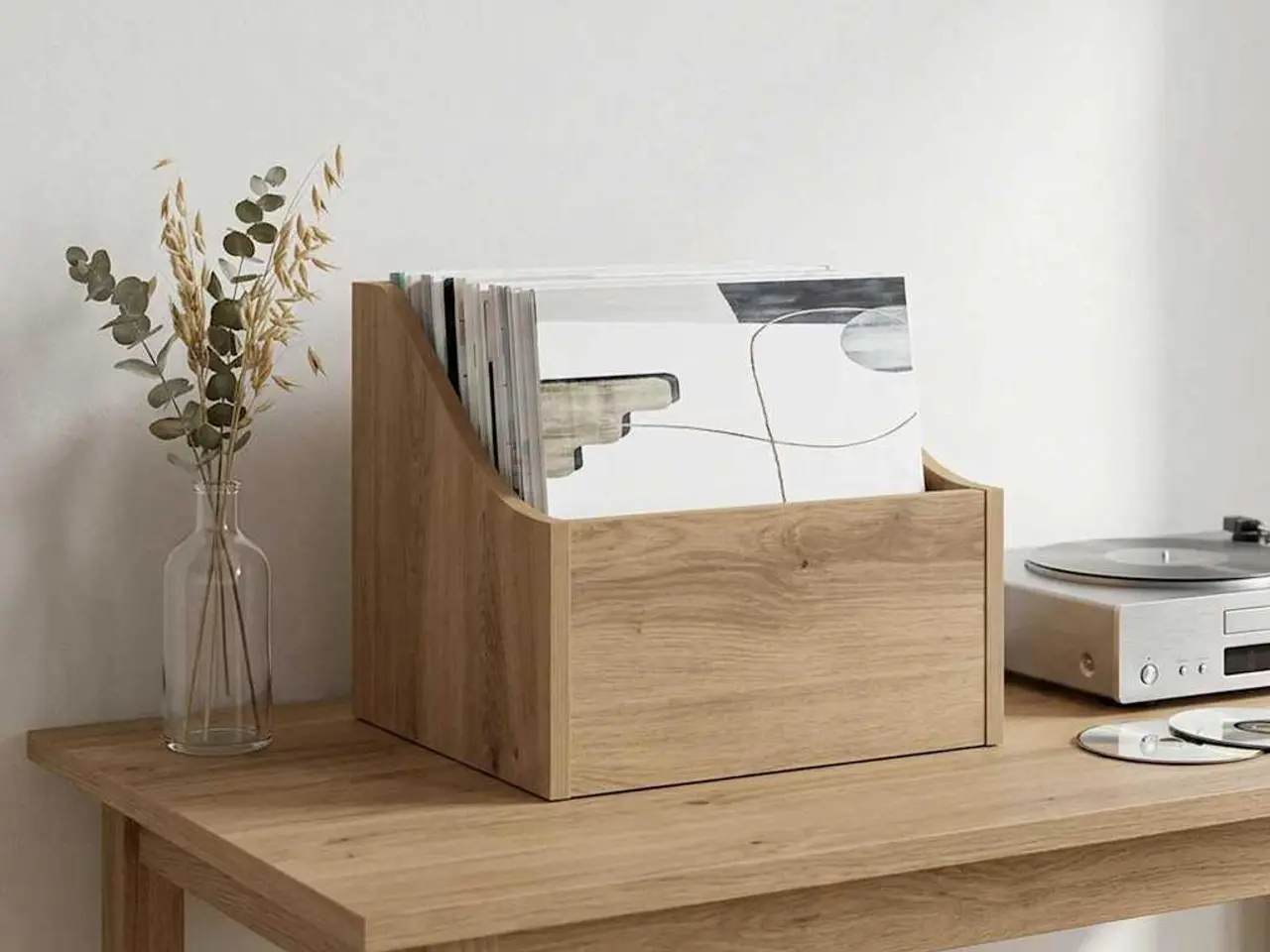 Billede 1 - LP pladeæske i artisan-eg - 37 x 33 x 32 cm