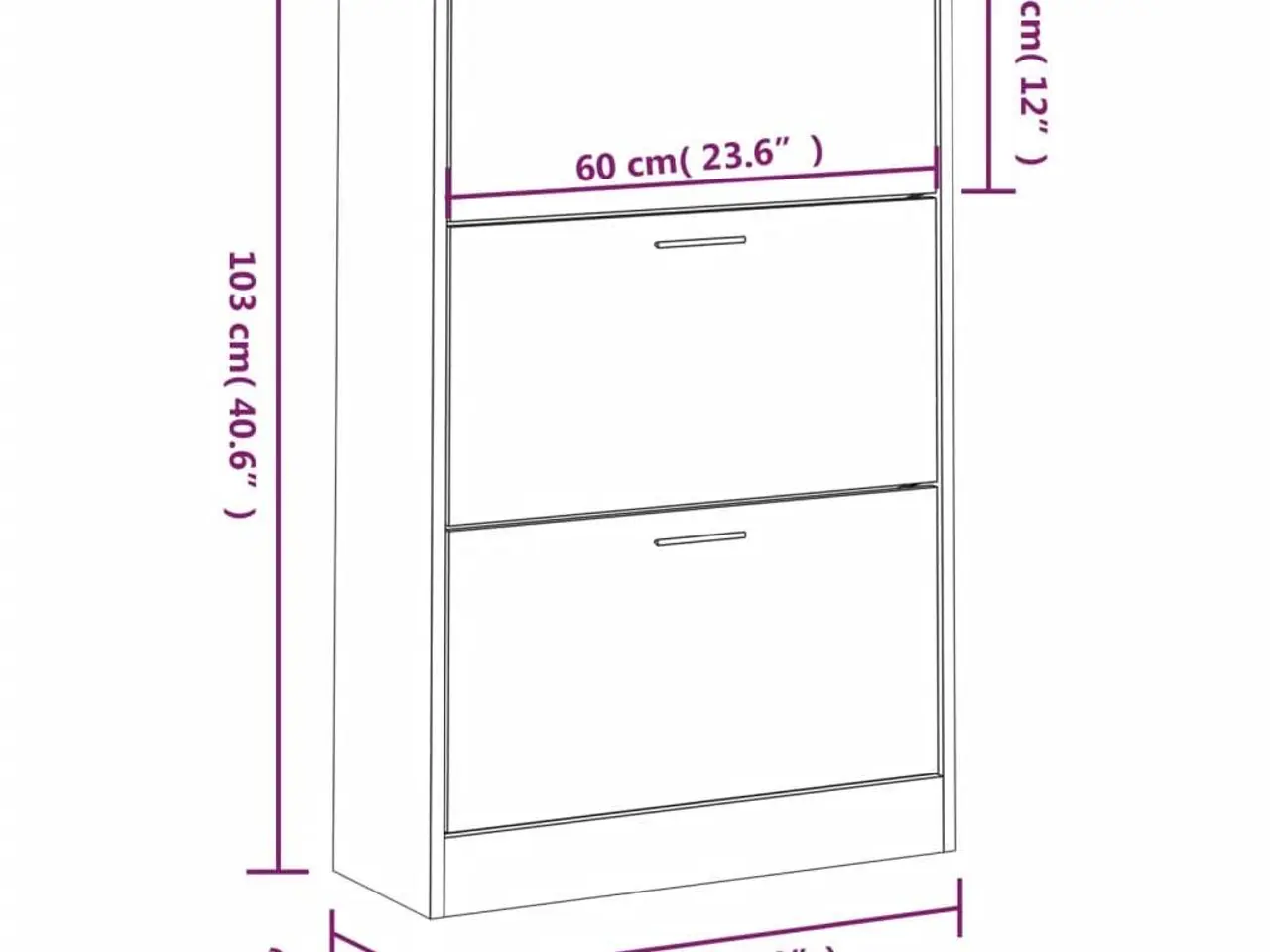 Billede 8 - Skoskab 63x24x103 cm konstrueret træ hvid