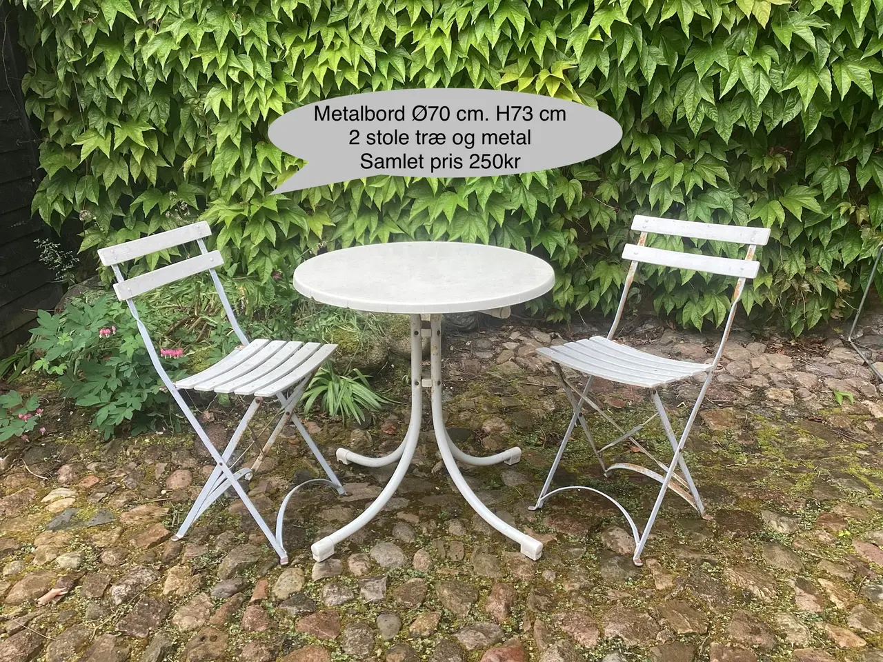 Billede 1 - Metalbord og 2 stole træ og metal