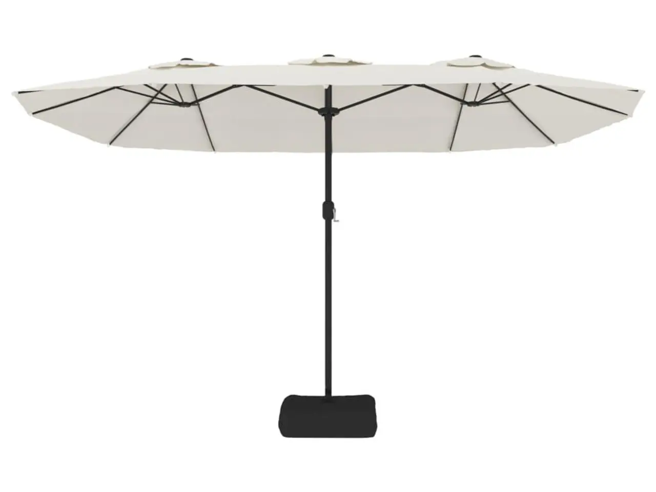 Billede 5 - Parasol med dobbelt parasoldug og LED-lys 449x265 cm sandhvid