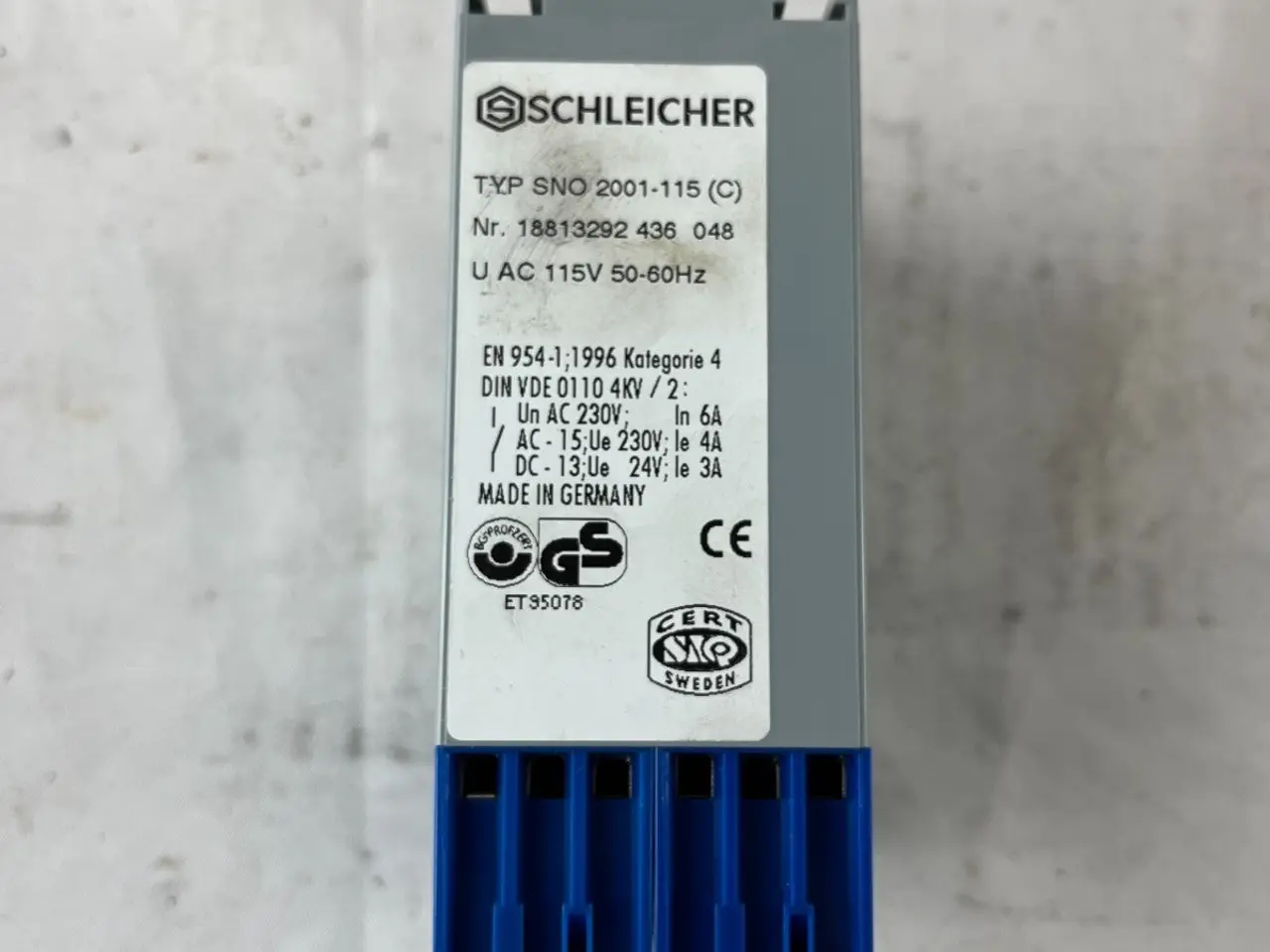 Billede 8 - Schleicher SNO 2001-115(C) sikkerhedsrelæ 115VAC