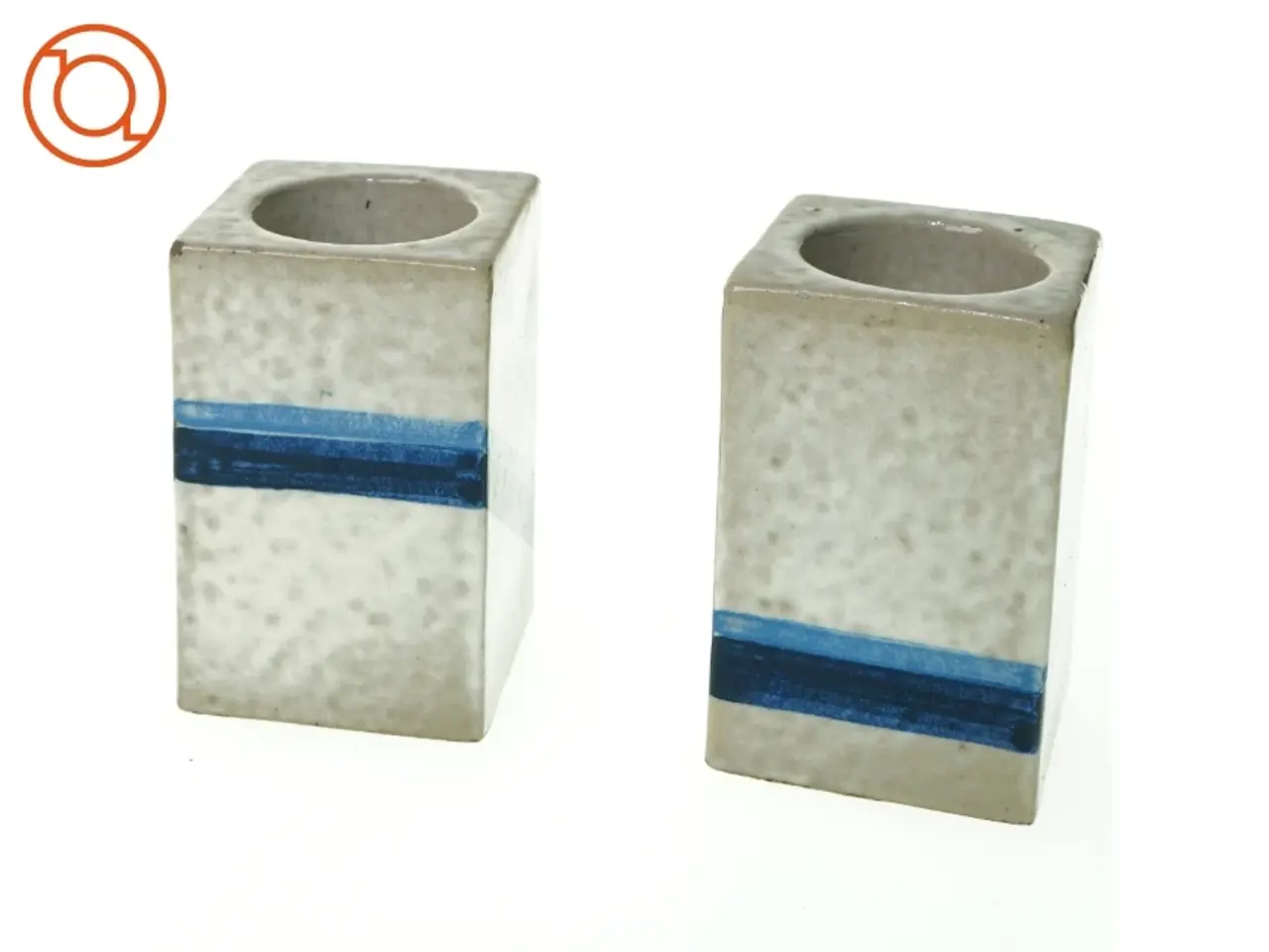 Billede 1 - 2 Ældre Keramik Fyrfadslys Lysestager (str. 9 x 6 cm)
