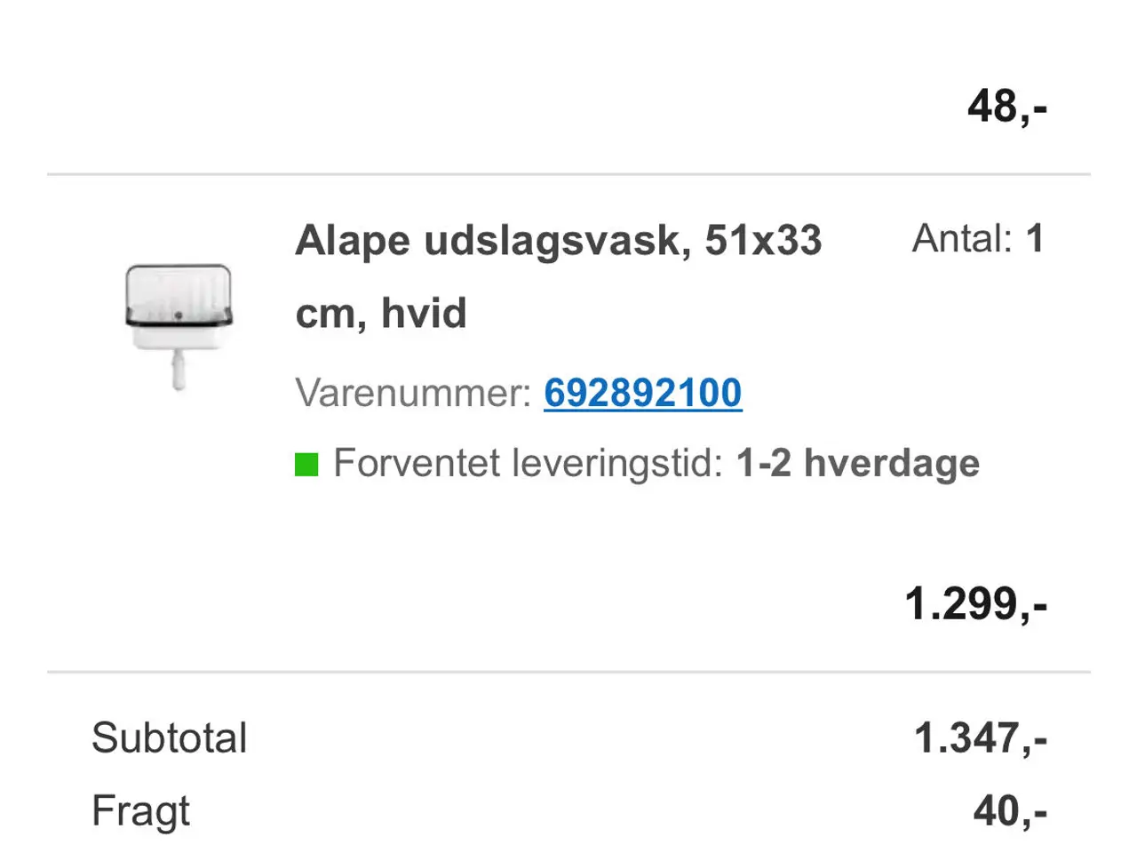 Billede 2 - Ubrugt udslagvask