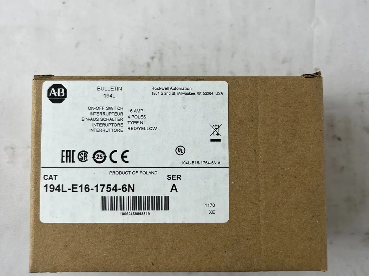 Billede 2 - Allen Bradley 194L-E16-1754-6N 16A 4P Disconnect