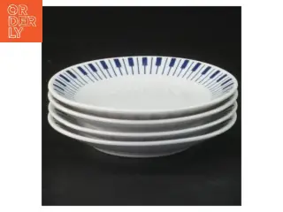 Porcelænstallerkener med blå mønster fra Lyngby Tangent (str. 4 styk, ø 10 cm)