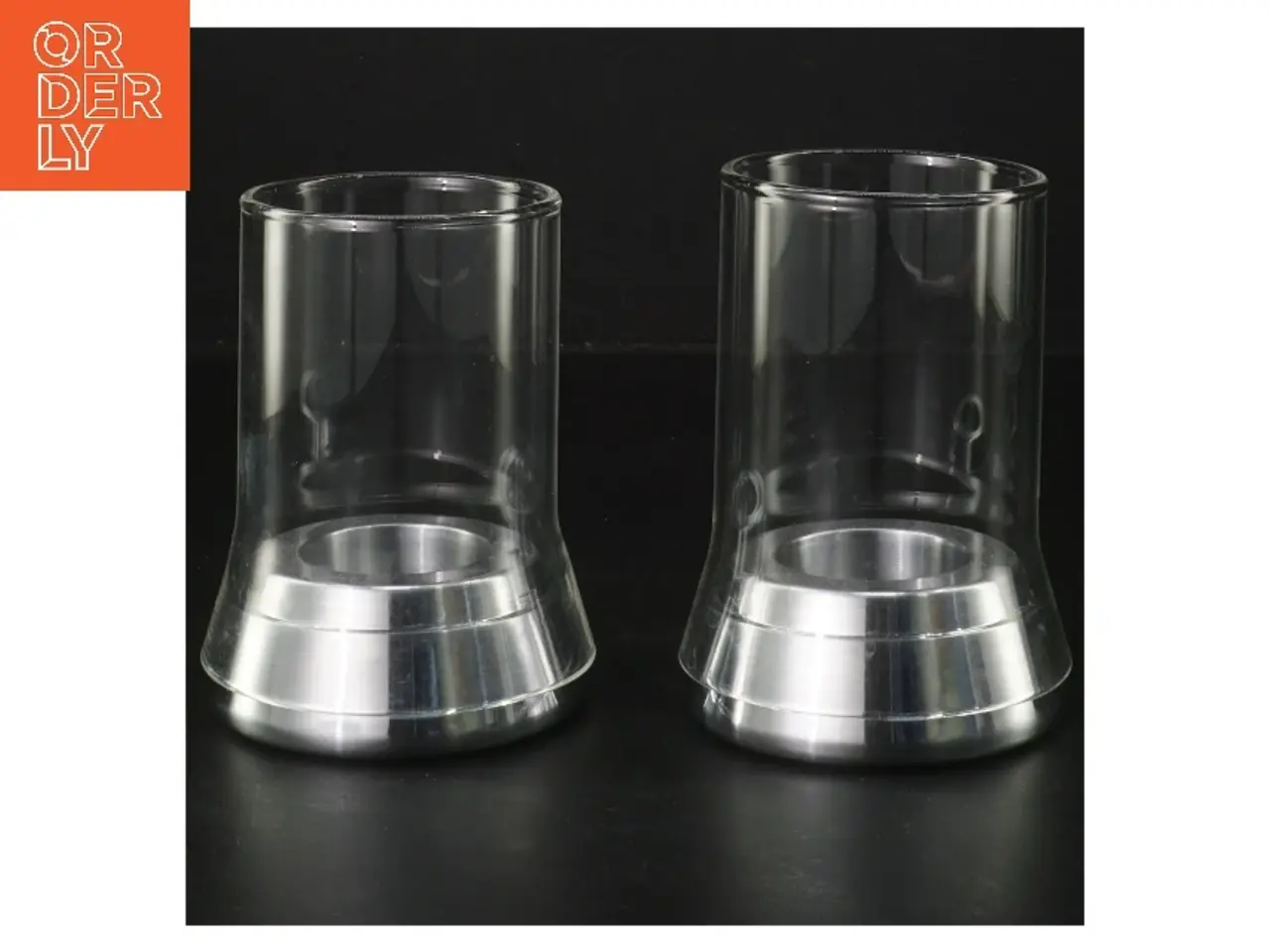 Billede 1 - Te-lysestager i glas og metal fra Menu (str. Ø 8 cm)