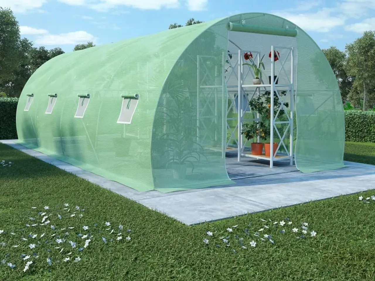Billede 1 - Drivhus 18 m² - 600 × 300 × 200 cm, grønt PE-net og galvaniseret stål