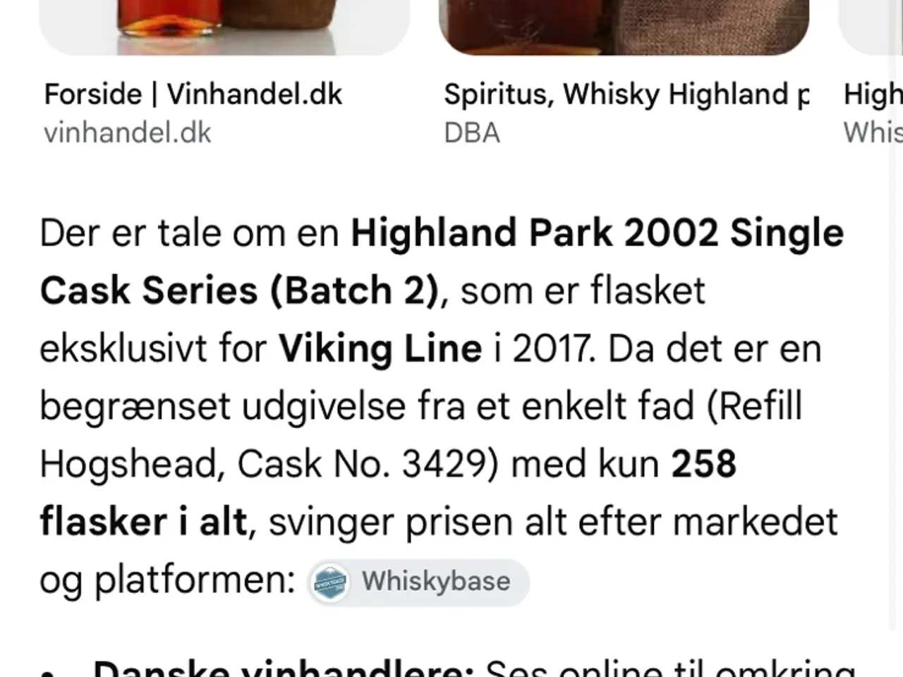 Billede 2 - Highland Park 2002 Single Cask Viking Line 