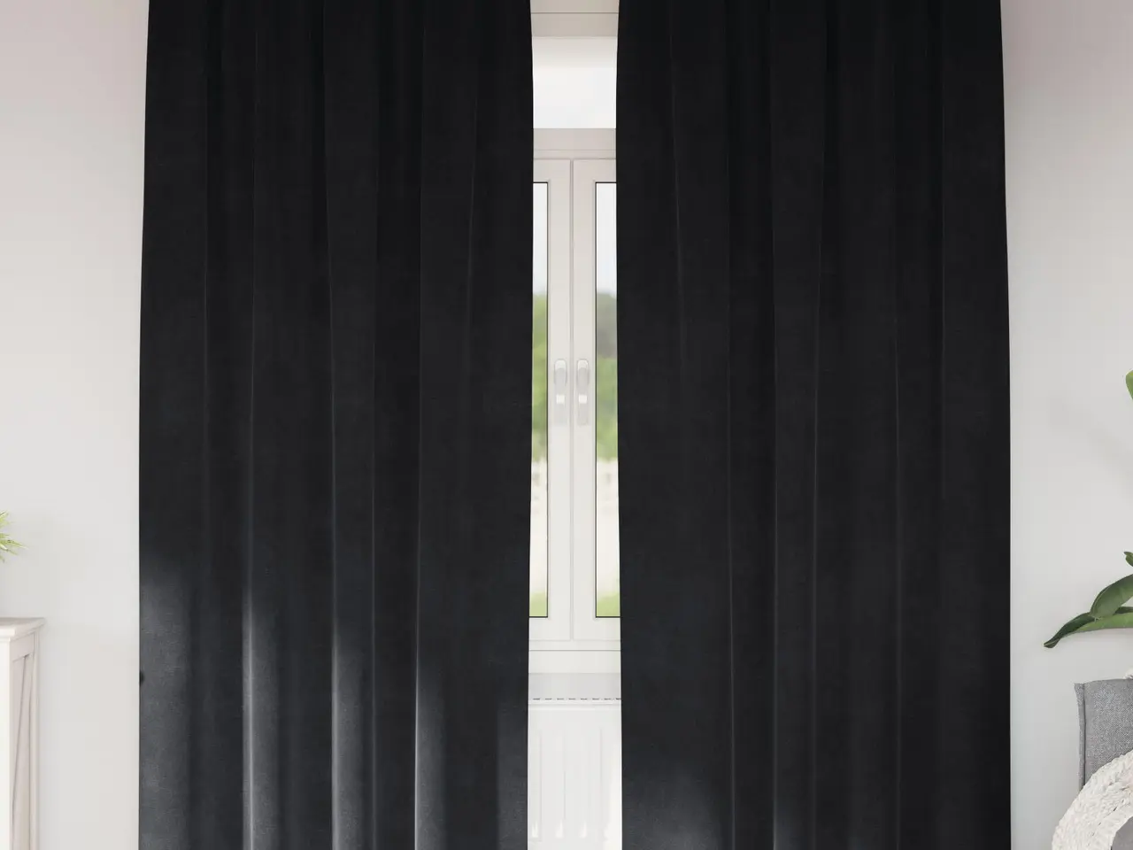 Billede 1 - Mørklægningsgardiner - 2 stk. fløjl, sort, 140 × 245 cm