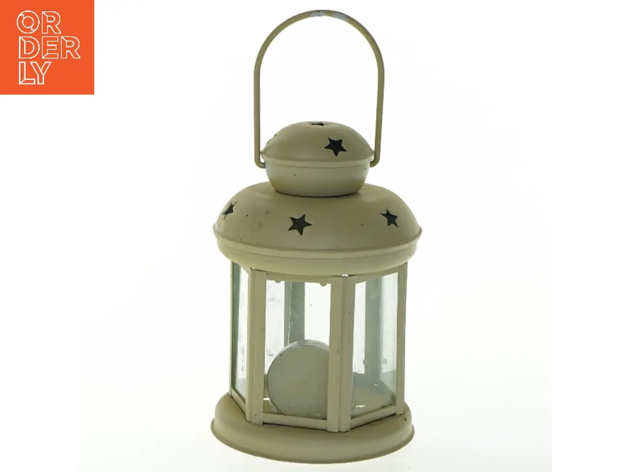 Billede 2 - Metal lanterne med glas og stjerneudskæringer (str. 16 cm)