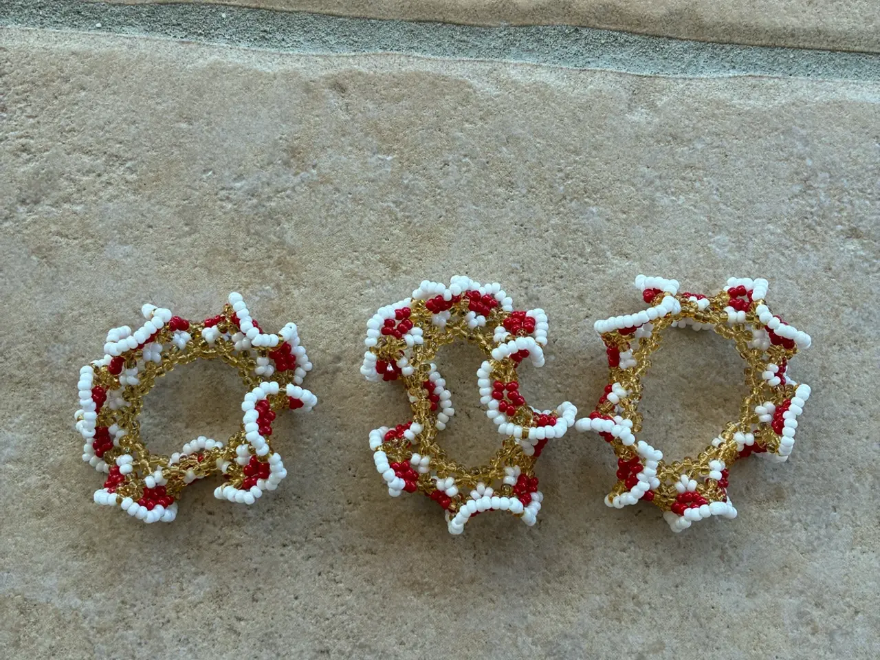 Billede 2 - Lysmanchetter i perler 3 stk.