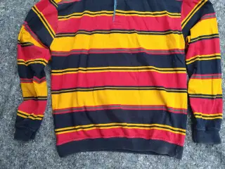 sweater str. L, rød/gul/sort