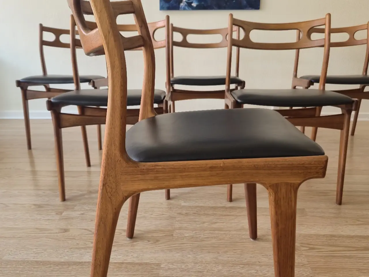 Billede 4 - 6 stk nyrenoverede Johannes Andersen teak stole