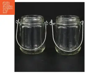 Glas lanterner med håndtag (str. 9 cm. 2 styk)