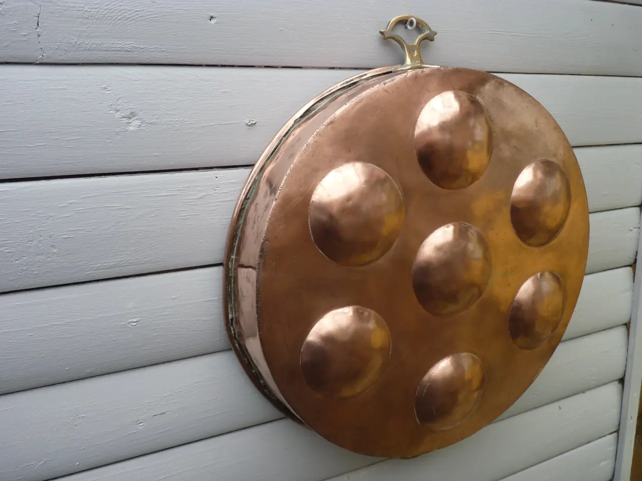 Billede 3 - Gammel kobber - æbleskivepande Ø: 40 cm. 