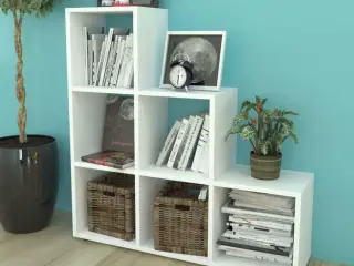 Trappeformet bogreol/displayhylde 107 cm hvid