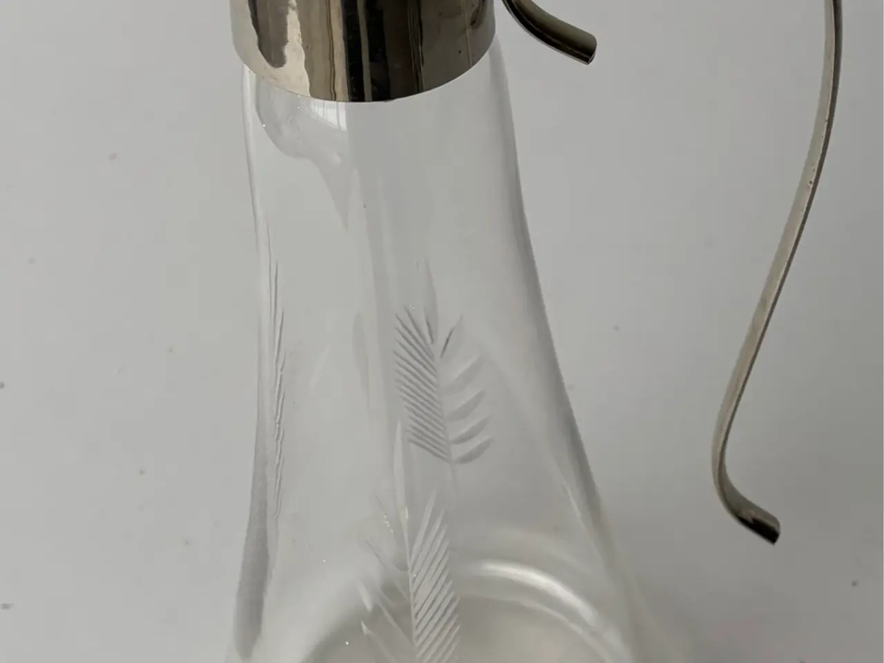 Billede 7 - Smuk antik vinkaraffel / claret jug i glas og meta