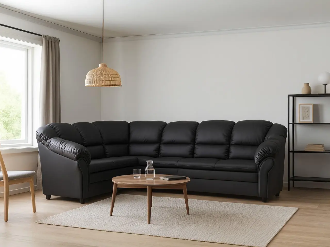 Billede 1 - Tønder vendbar hjørnesofa - høj ryg, sort Soft PU