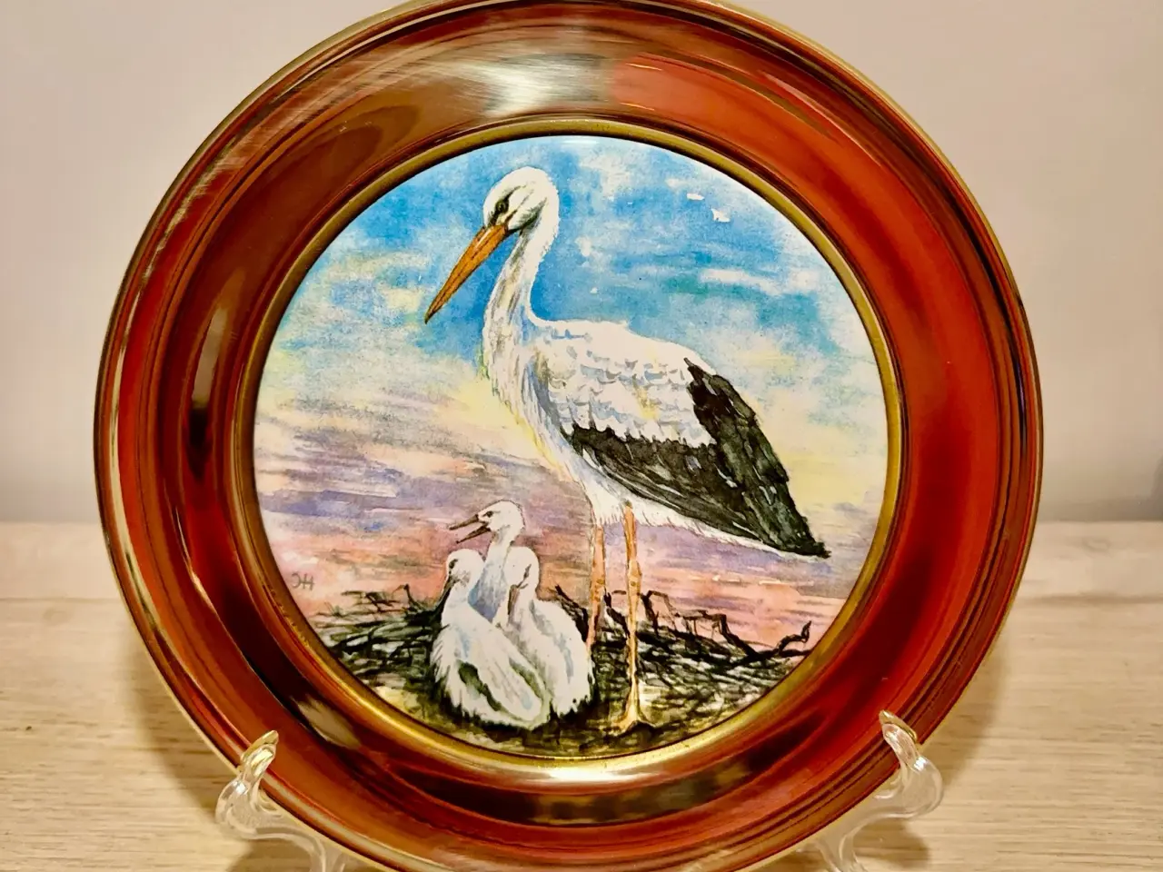 Billede 2 - To vintage platter af keramik og messing