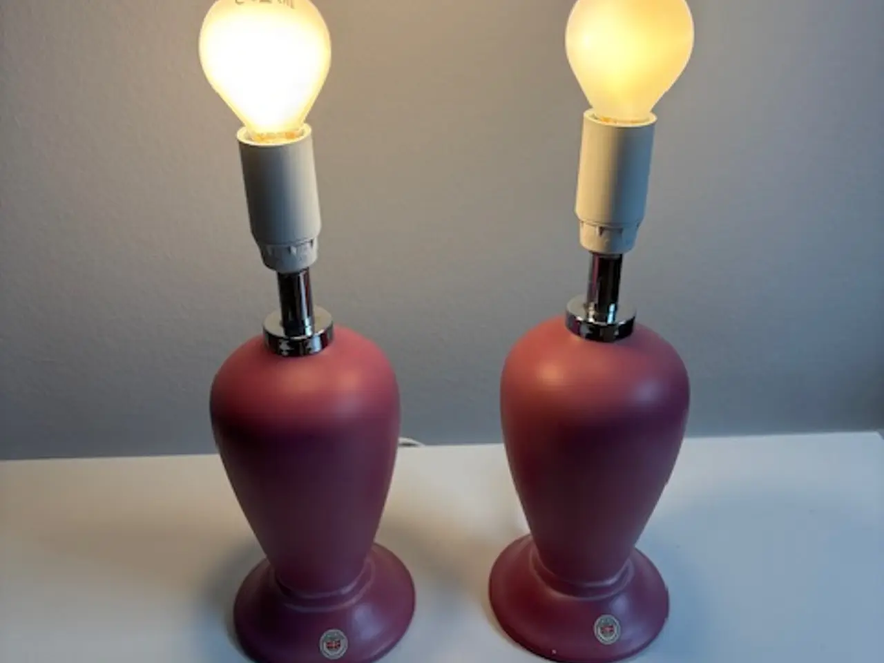 Billede 3 - Dansk Odreco porcelæns bordlampe sæt i rosa