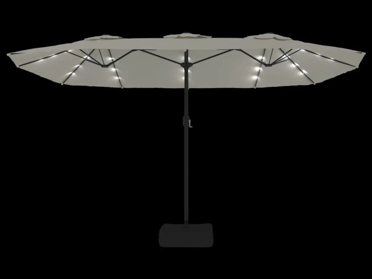 Billede 6 - Parasol med dobbelt parasoldug og LED-lys 449x265 cm sandhvid