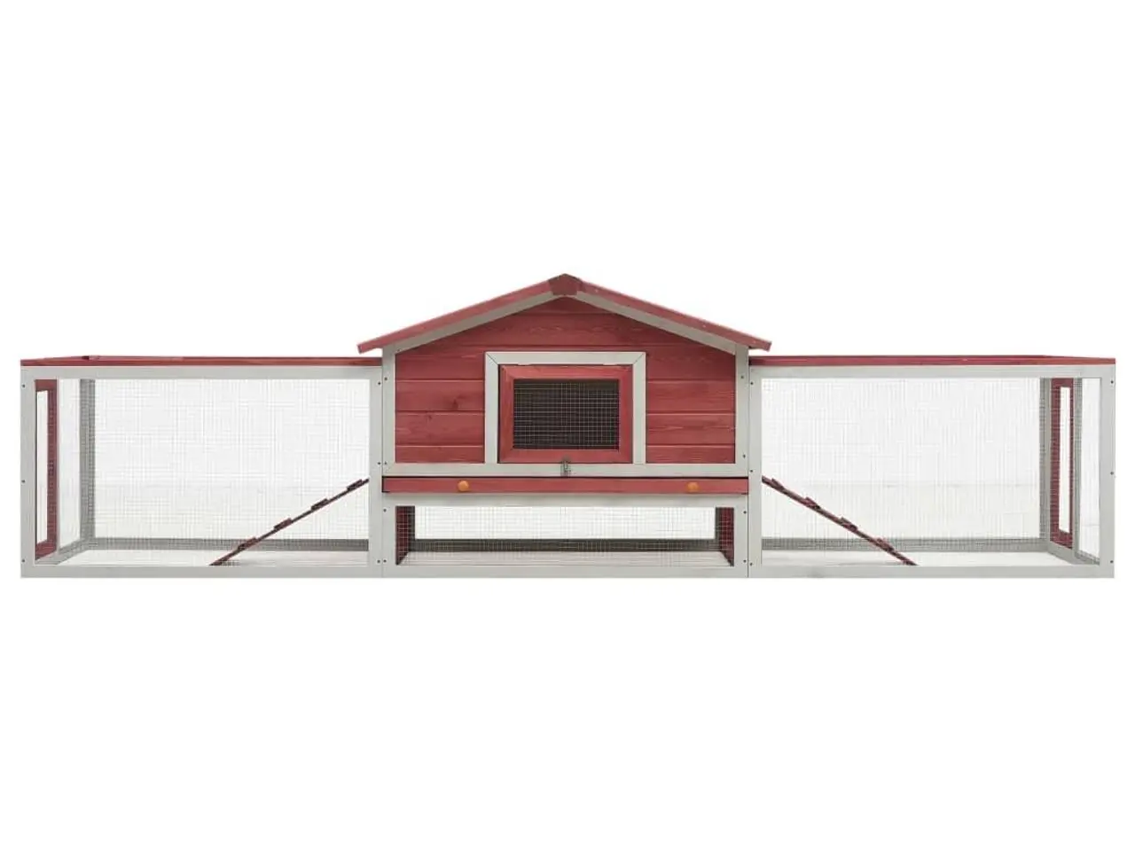 Billede 4 - Kaninbur i træ 310 × 70 × 87 cm - rød/hvid, 2 etager