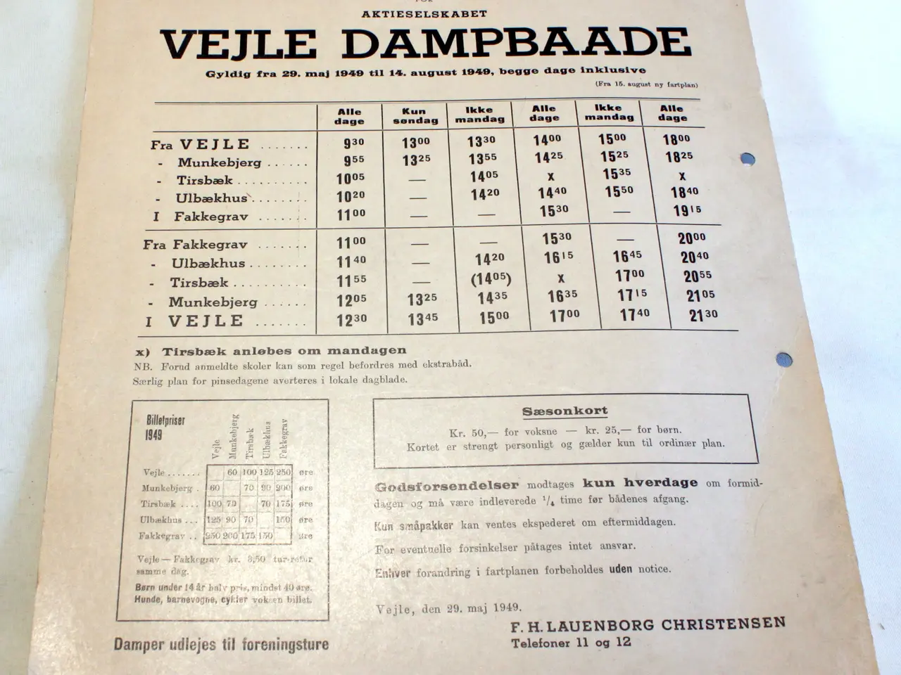 Billede 1 - Vejle Dampbaade Sommerfartplan
